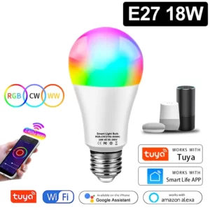 Tuya Smart WiFi Bulb Alexa Lamp Alice Voice Control E27 18W 12W 15W 10W B22 E14 5W 7W 9W Lampara LED Inteligente for Home Room