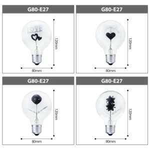KARWEN vintage Edison Bulb E27 night light G80-Rose & Flower & I-Love-You Holiday  wedding christmas decor for Pendant Lamp