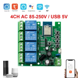 4CH Tuya Smart Switch 220V WIFI Module Remote Control USB 5V 12V 24V 85-250V RF Receiver 10A Smart Relay Includes Free shell