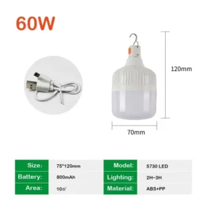 2024 New Outdoor 300W USB Rechargeable LED Lamp Bulbs High Brightness Emergency Light Hook Up Camping Fishing Portable Lantern