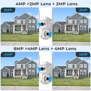 8MP 4K PTZ Wifi Camera Dual Lens with Dual Screen Ai Human Detect Auto Tracking Wireless Outdoor Surveillance Camera iCSee App (Kopya)