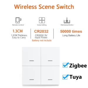 Tuya Smart ZigBee Switch 4 Gang Scenario 12 Scene Switch Push Button Controller Support deCONZ Zigbee2mqtt Home Assistant