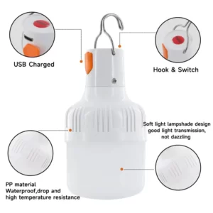 Portable USB Rechargeable LED Camping Lights Outdoor Emergency Bulb High Power Lamp Bulb Battery Lantern BBQ Tents Lighting