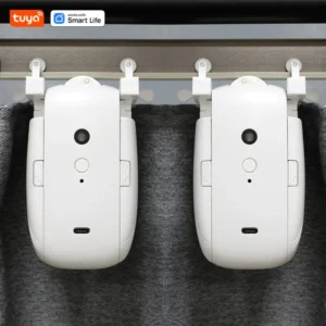 1pc/2pcs Tuya Smart Curtain Robot,T/U-Rail shaped Track,APP Control,Single/Double (Work With Tuya Gateway For Remote Control）