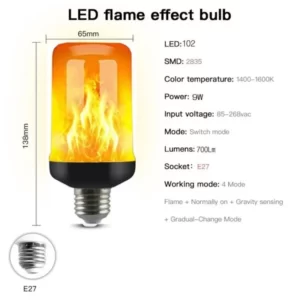 2021 New LED Dynamic Flame Effect Fire Light Bulb E27 E14 LED Corn Bulb Creative Flickering Emulation LED Lamp Light